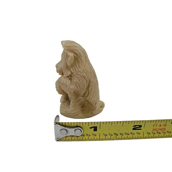 Vintage Small Baboon Monkey Chimp Art Figure Miniature Bone Resin Collectible 2" - Picture 5 of 10
